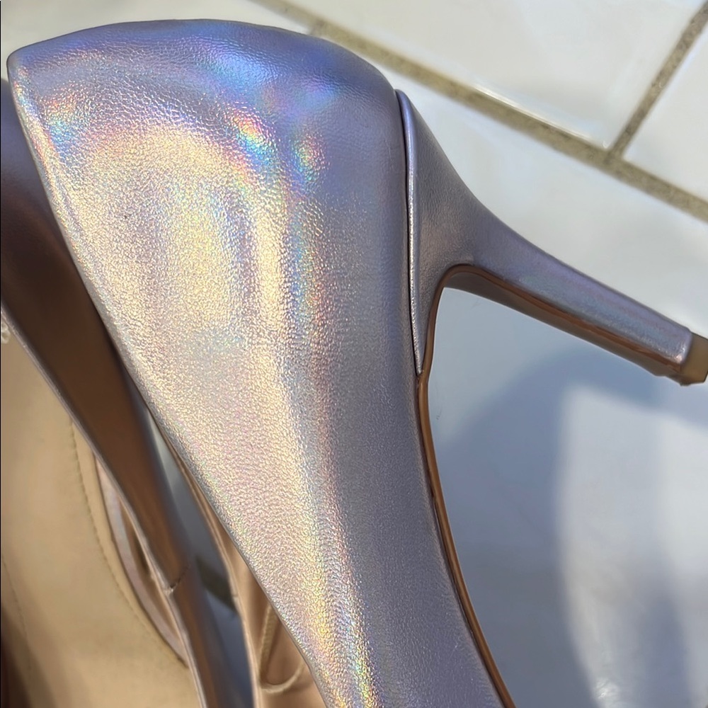 H&M Women's Shimmering Holographic Icy Pink 2 in heel Size 38 - Picture 4 of 10